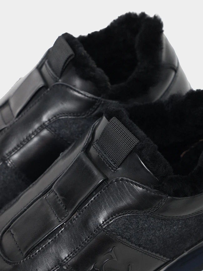 Кроссовки мужские зимние, цвет черный, натуральная кожа/текстиль M1782188M-1 | 6