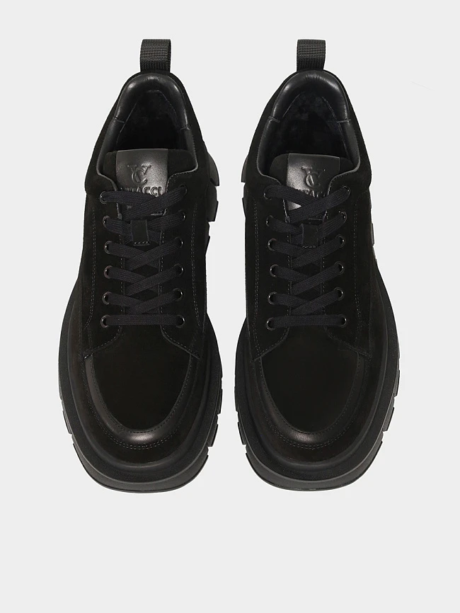 Полуботинки мужские зимние, цвет черный, натуральный спилок/натуральная кожа M1782017M-1 | 4