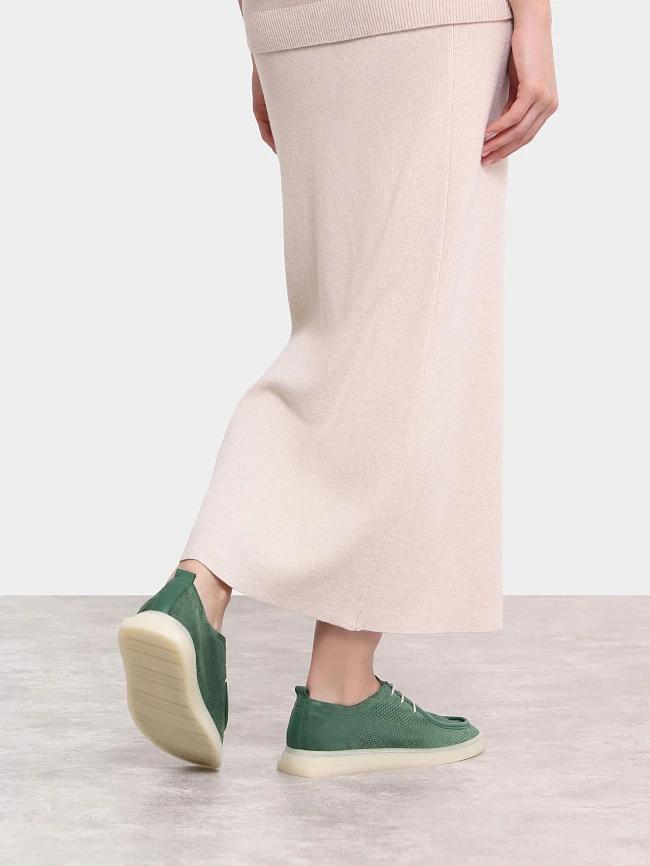 Полуботинки женские демисезонные, цвет зеленый, натуральный спилок 136444 | 9