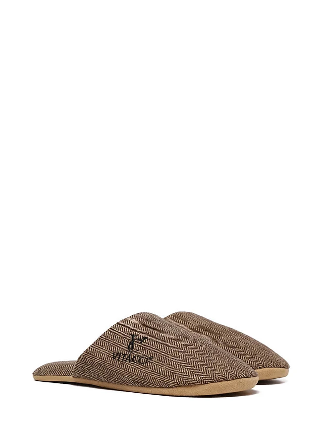 Тапочки мужские для дома, цвет коричневый, хлопок SLIP15 | 4