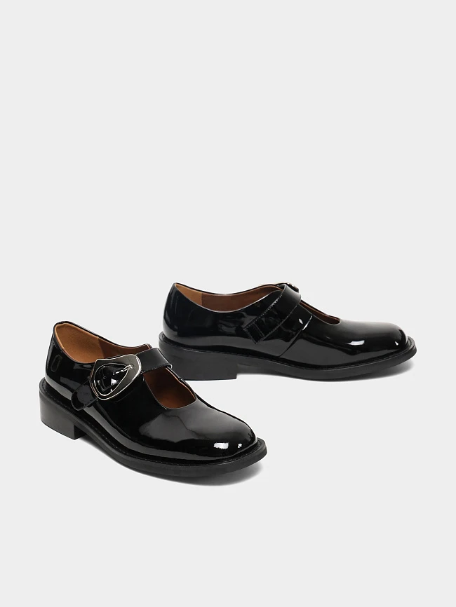 Туфли женские всесезонные, цвет черный, натуральная лаковая кожа 1013779 | 2