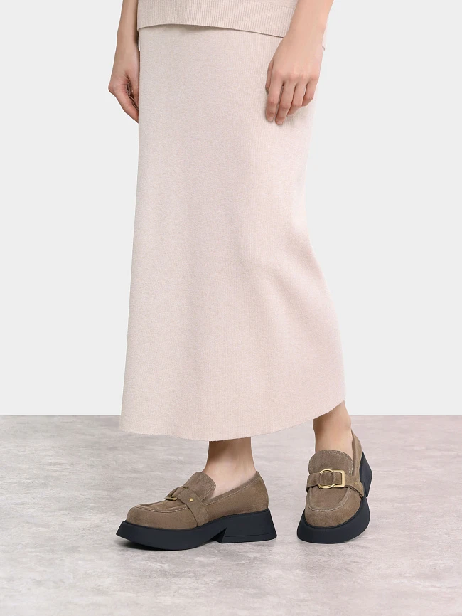 Лоферы женские всесезонные, цвет мокко, натуральный велюр 1221260 | 8