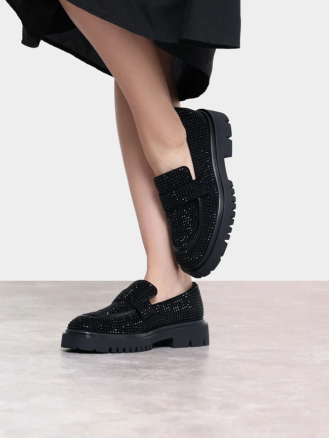 Лоферы женские всесезонные, цвет черный, натуральный велюр 1820529 | 10