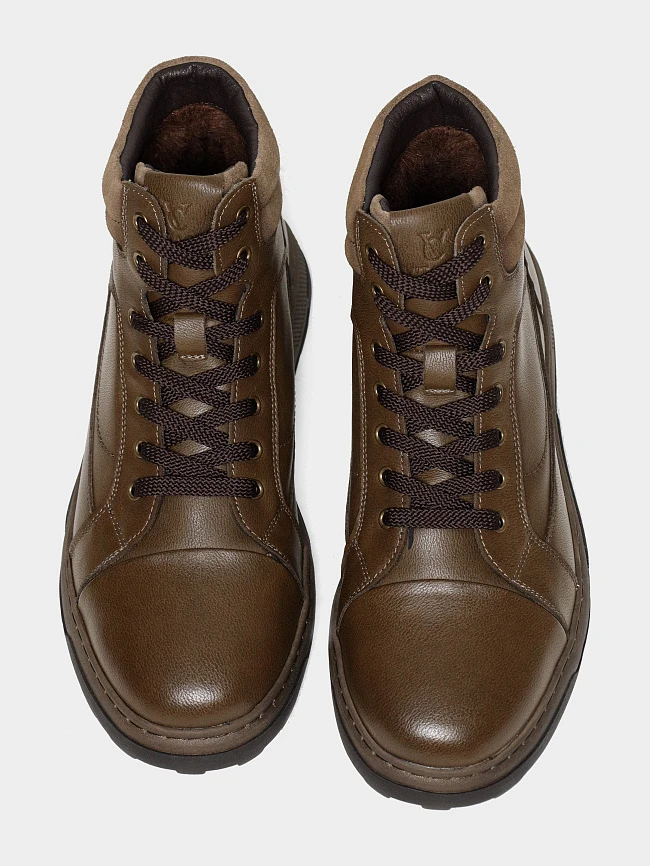 Ботинки мужские зимние, цвет коричневый, натуральная кожа и полимерные материалы/натуральный спилок M24VC056M | 4