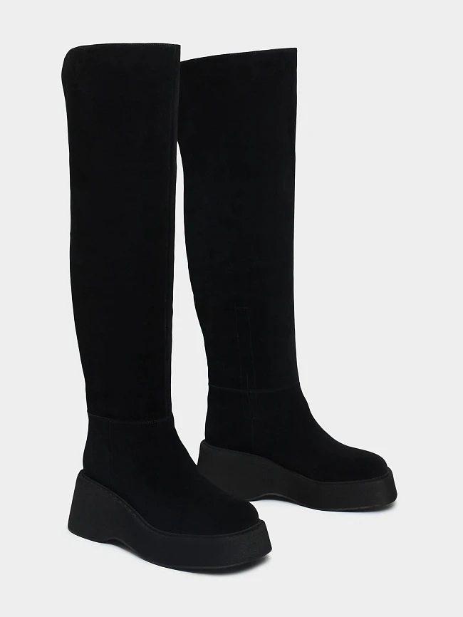 Ботфорты женские зимние, цвет черный, натуральная кожа/натуральный спилок 1730086M | 3