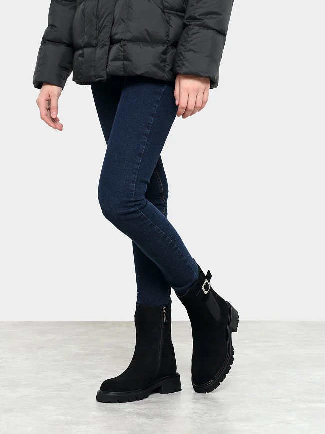 Ботинки женские демисезонные, цвет черный, натуральный спилок 7210322 | 7