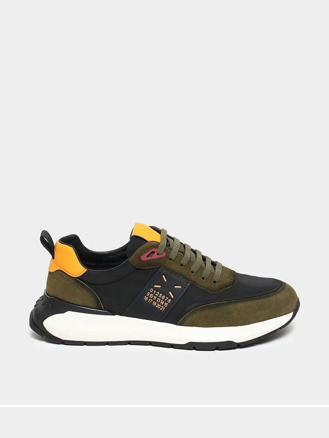 Кроссовки мужские демисезонные, цвет хаки, натуральный спилок/текстиль/натуральная кожа M03104 | 1