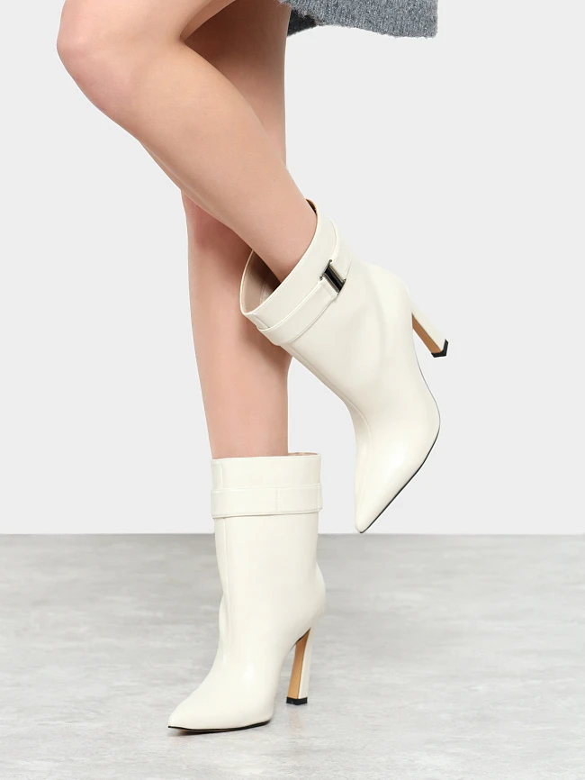 Полусапоги женские всесезонные, цвет молочный, натуральная кожа 6550455 | 9