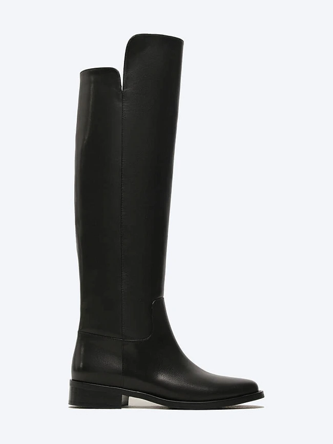 Сапоги женские демисезонные, цвет черный, натуральная кожа 1493987 | 2