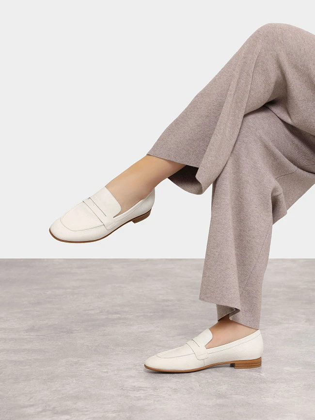 Лоферы женские всесезонные, цвет белый, натуральная кожа 494888 | 10