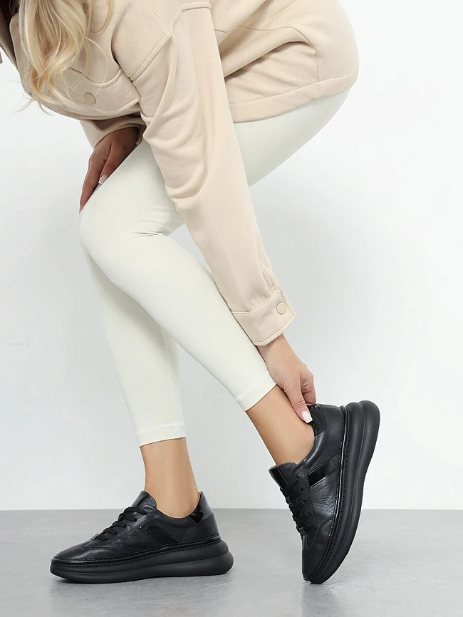 Кроссовки женские демисезонные, цвет черный, натуральная кожа 1221535 | 14