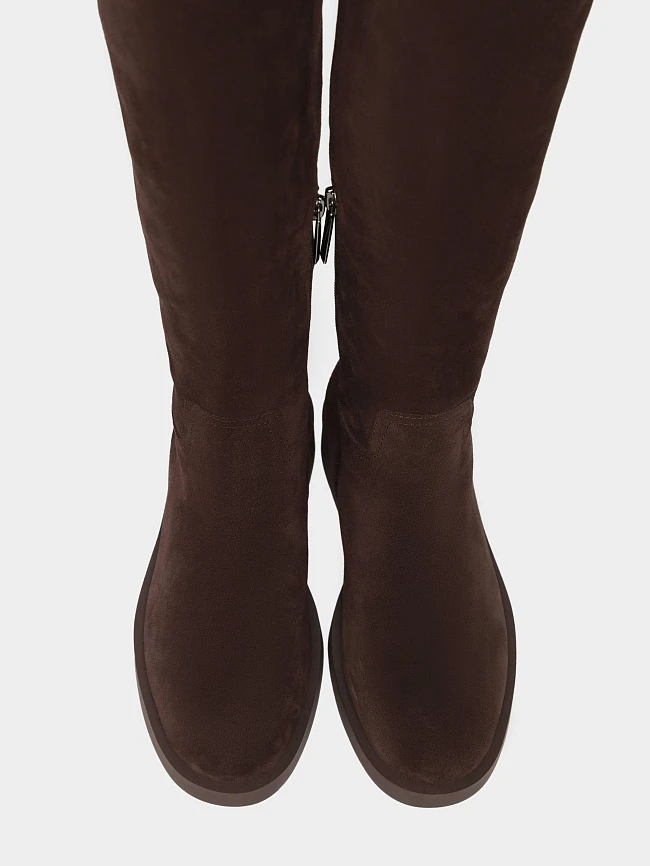 Ботфорты женские зимние, цвет коричневый, натуральный спилок 1821128M | 5