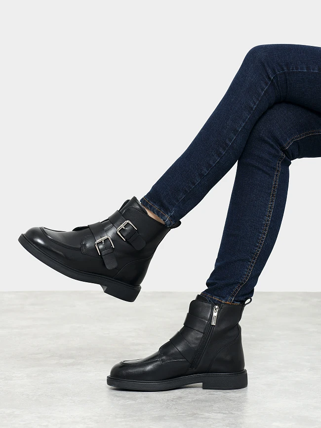 Ботинки женские демисезонные, цвет черный, натуральная кожа 7210318-2 | 12