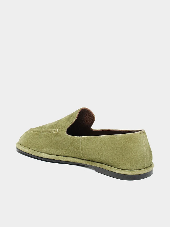 Лоферы женские всесезонные, цвет хаки, натуральный велюр 7210553 | 3