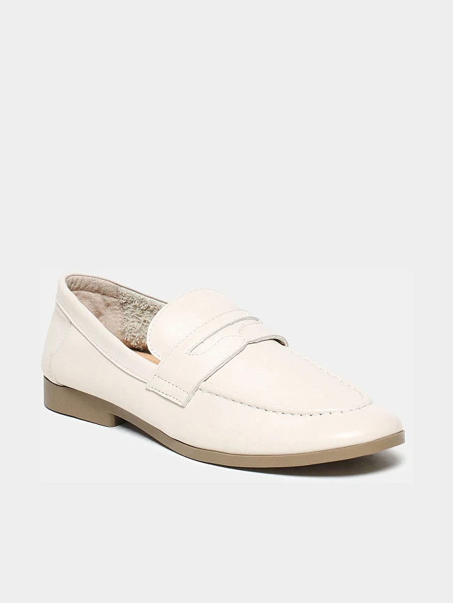 Лоферы женские всесезонные, цвет молочный, натуральная кожа 3630235 | 3