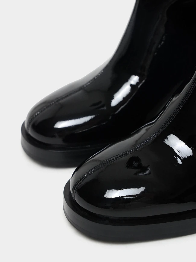 Сапоги женские демисезонные, цвет черный, натуральная лаковая кожа 1730857 | 7