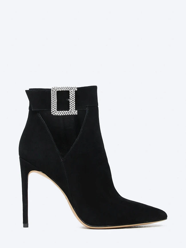 Ботильоны женские демисезонные, цвет черный, натуральный велюр 495989 | 2