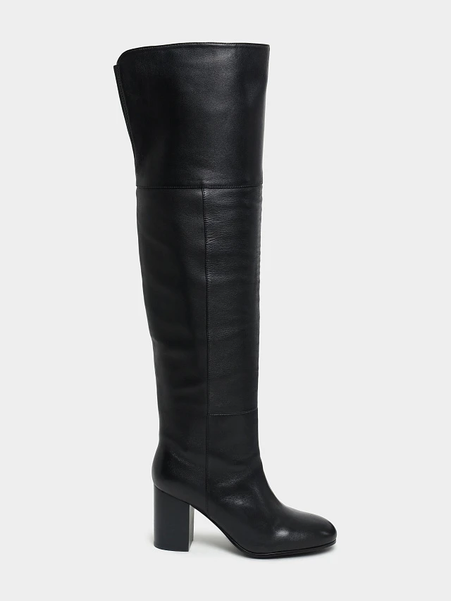 Ботфорты женские демисезонные, цвет черный, натуральная кожа 1730130 | 1