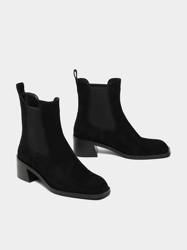 Полусапоги женские демисезонные, цвет черный, натуральный велюр 1494506 | 3