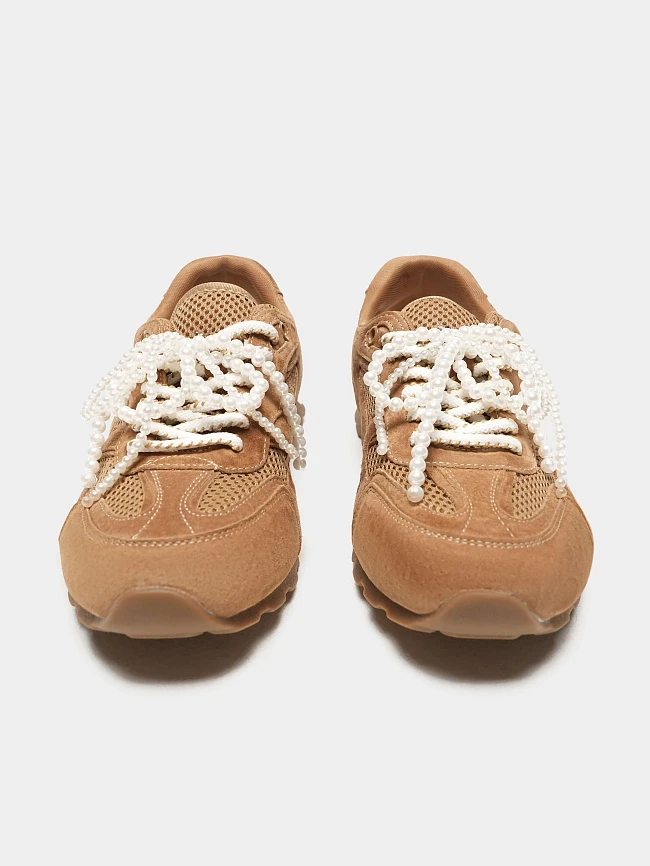 Кроссовки женские летние, цвет коричневый, натуральный нубук/текстиль 3630414 | 4