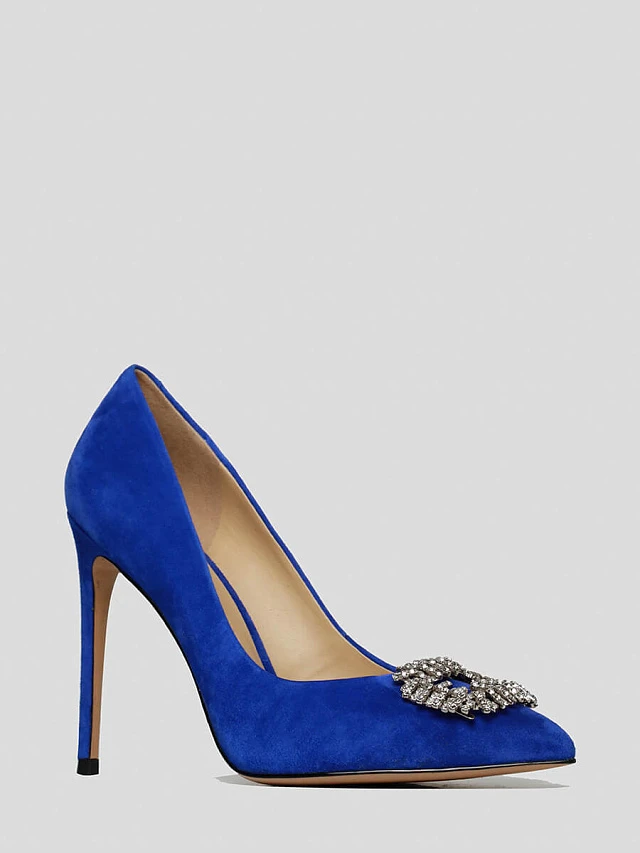 Туфли женские всесезонные, цвет синий, натуральный велюр 494442 | 1