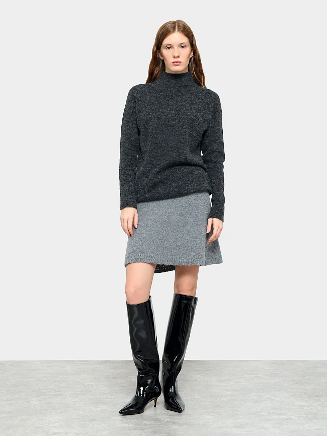 Сапоги женские демисезонные, цвет черный, натуральная лаковая кожа 6550311 | 12