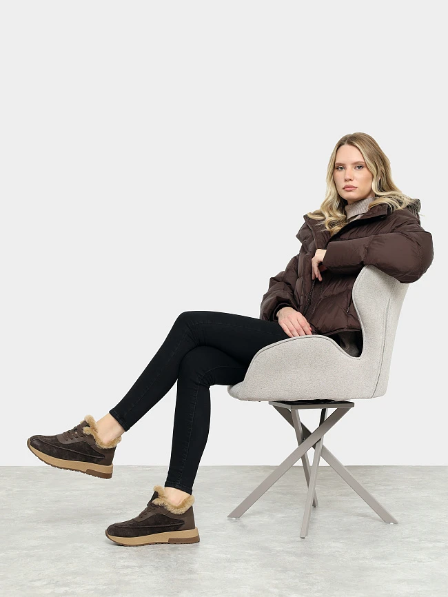 Кроссовки женские зимние, цвет коричневый, натуральный нубук/натуральная кожа и полимерные материалы/натуральный мех 24VC116M | 11