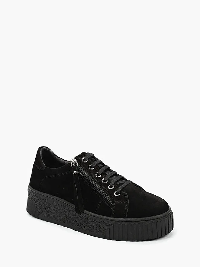 Кеды женские демисезонные, цвет черный, натуральный спилок 887009 | 1