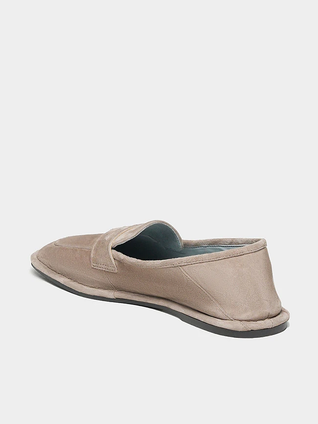 Лоферы женские всесезонные, цвет бежевый, натуральный велюр 17VC539 | 3