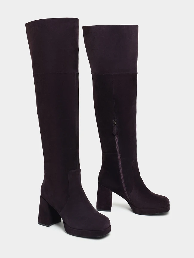 Сапоги женские зимние, цвет фиолетовый, натуральный велюр 1730321M | 2