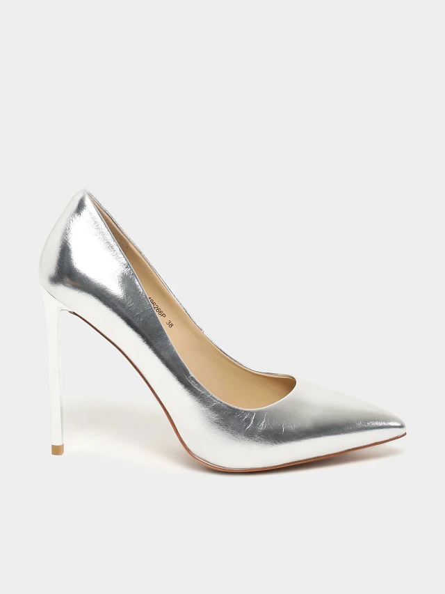 Туфли женские всесезонные, цвет серебряный, натуральная кожа 496266P | 1