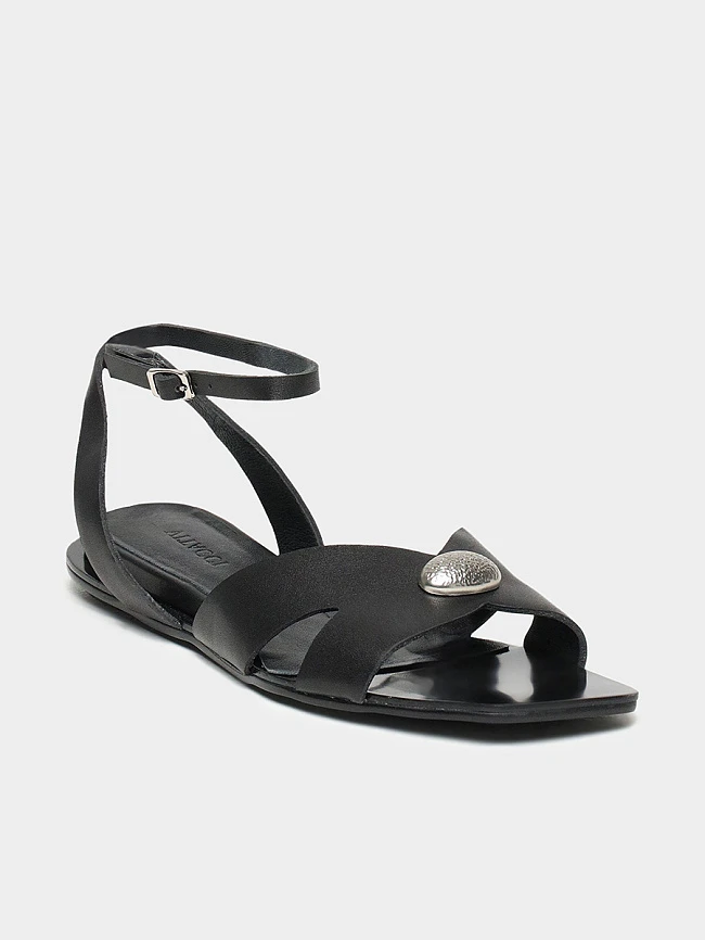 Сандалии женские летние, цвет черный, натуральная кожа 7210500 | 2