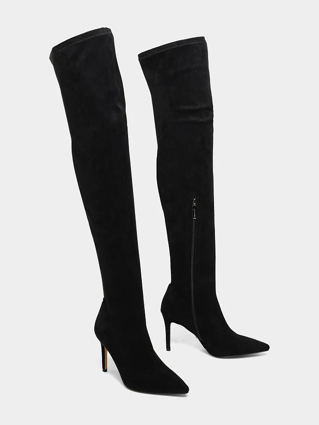 Ботфорты женские демисезонные, цвет черный, искусственный велюр 6550442 | 3