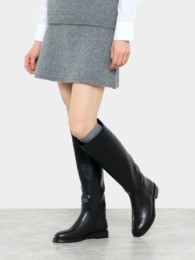 Сапоги женские демисезонные, цвет черный, натуральная кожа и полимерные материалы 27VC163 | 7