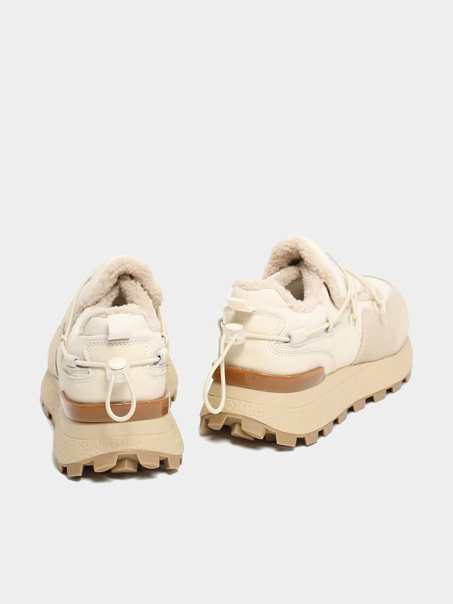 Кроссовки женские зимние, цвет бежевый, натуральный спилок/текстиль/искусственный мех 5270002M | 3