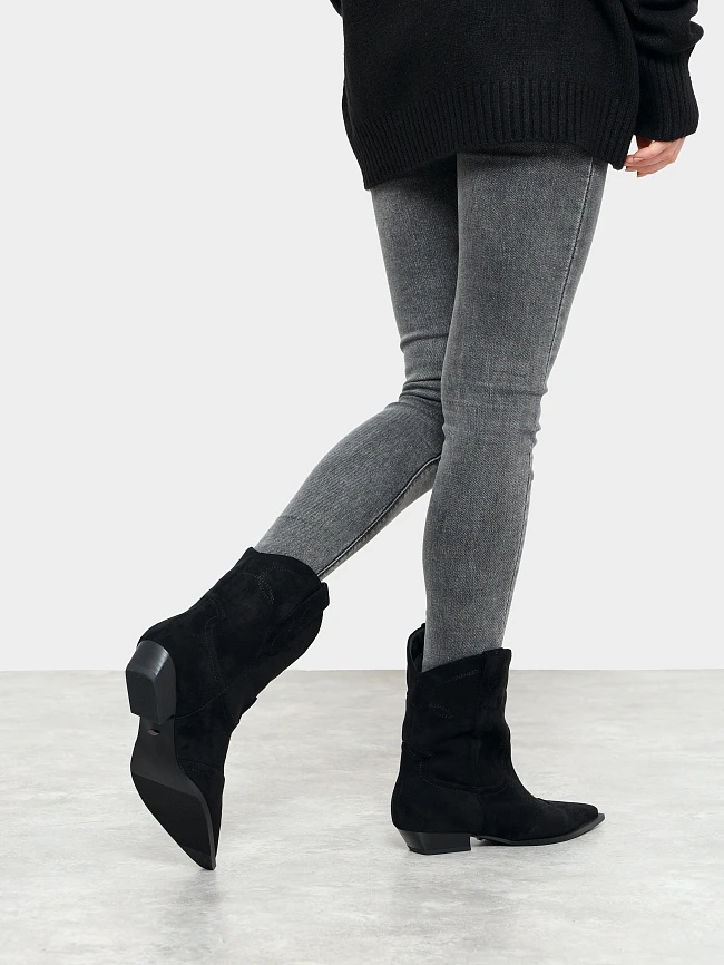 Полусапоги женские демисезонные, цвет черный, искусственный велюр 6550461 | 8