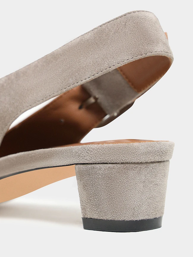 Туфли женские летние, цвет серый, натуральный велюр 7210560 | 2