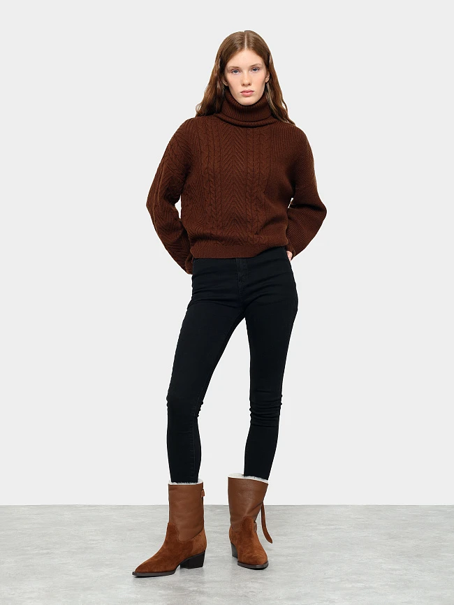 Полусапоги женские зимние, цвет рыжий, натуральный спилок 1731192M | 12