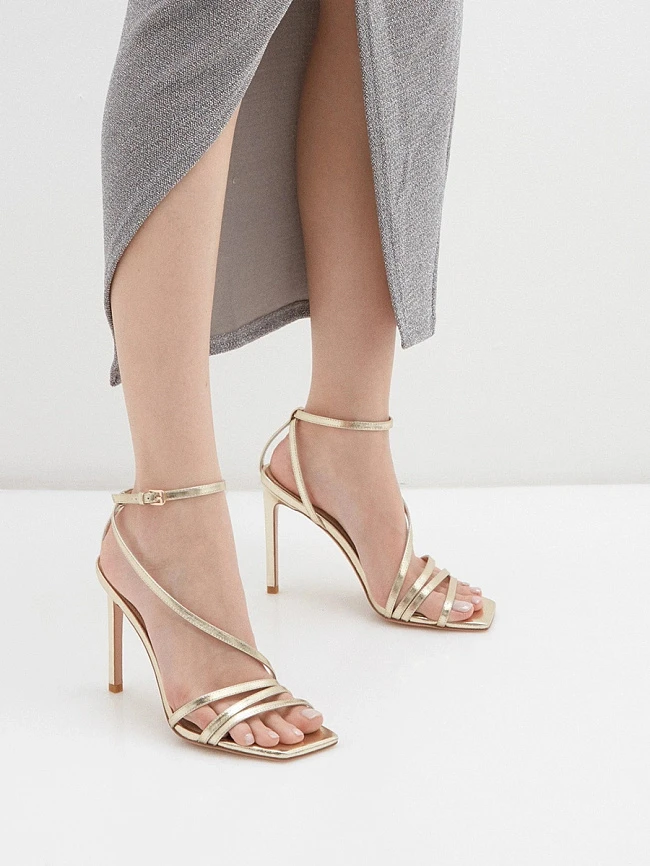 Босоножки женские летние, цвет золотой, натуральная кожа 495823P | 6