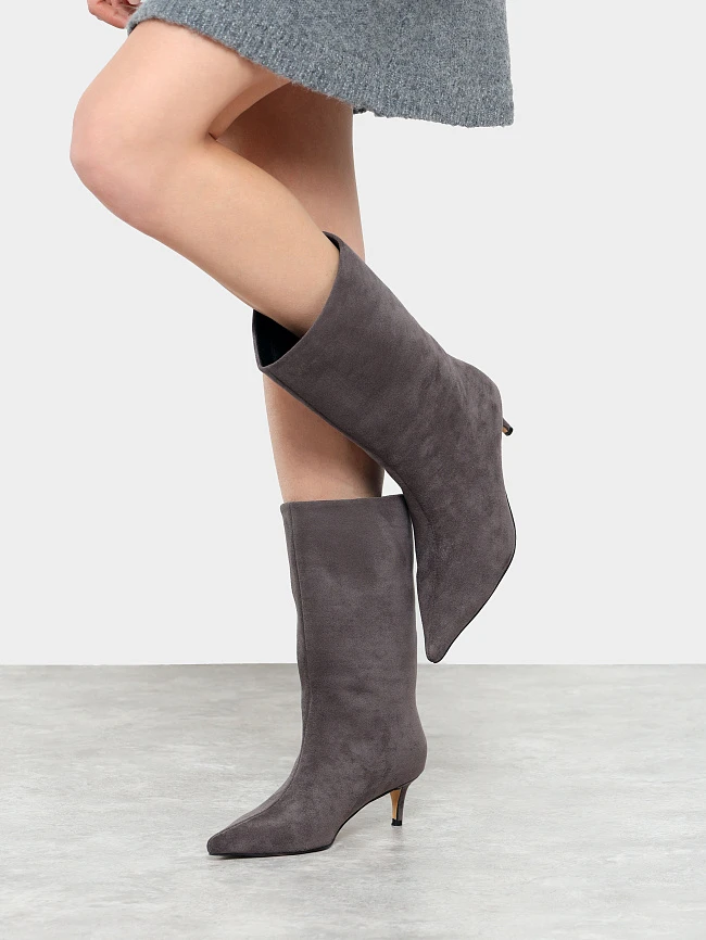 Полусапоги женские демисезонные, цвет серый, искусственный велюр 6550312 | 9