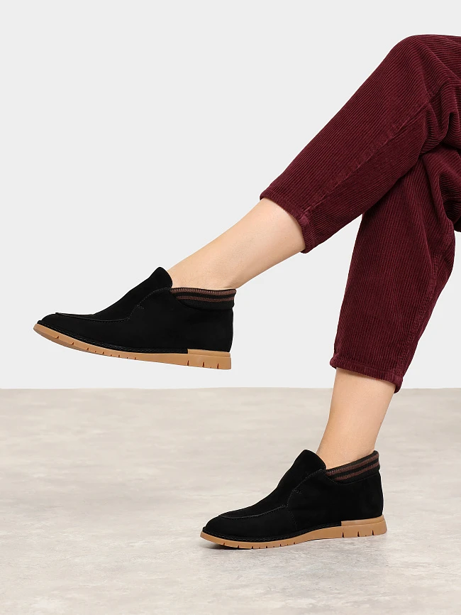 Лоферы женские демисезонные, цвет черный, натуральный велюр/шерсть 1821575 | 7