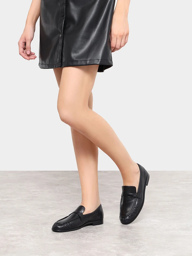 Лоферы женские всесезонные, цвет черный, натуральная кожа 7990170 | 7