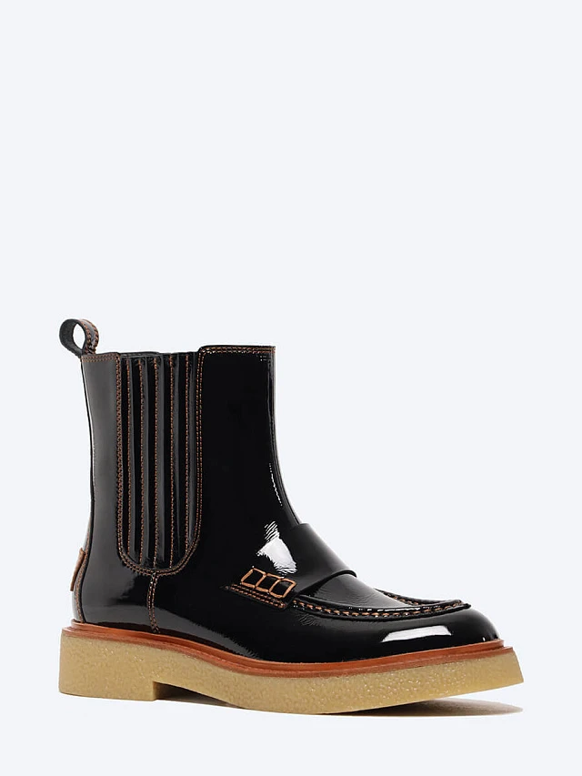 Полусапоги женские демисезонные, цвет черный, натуральная лаковая кожа 1821095 | 1