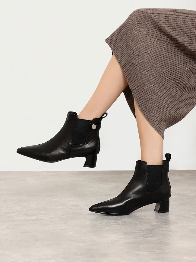 Ботильоны женские всесезонные, цвет черный, натуральная кожа 17VC404 | 7