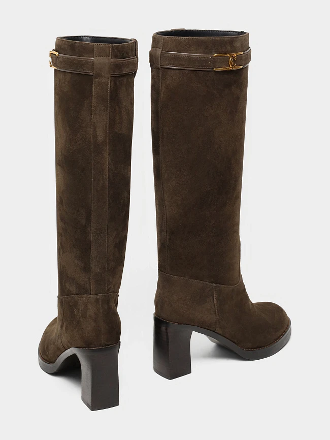 Сапоги женские зимние, цвет коричневый, натуральный велюр 1494695M | 4