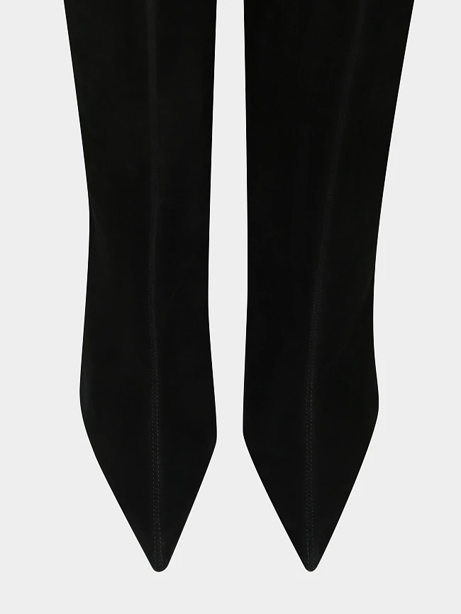 Сапоги женские демисезонные, цвет черный, натуральный велюр 1852807 | 5