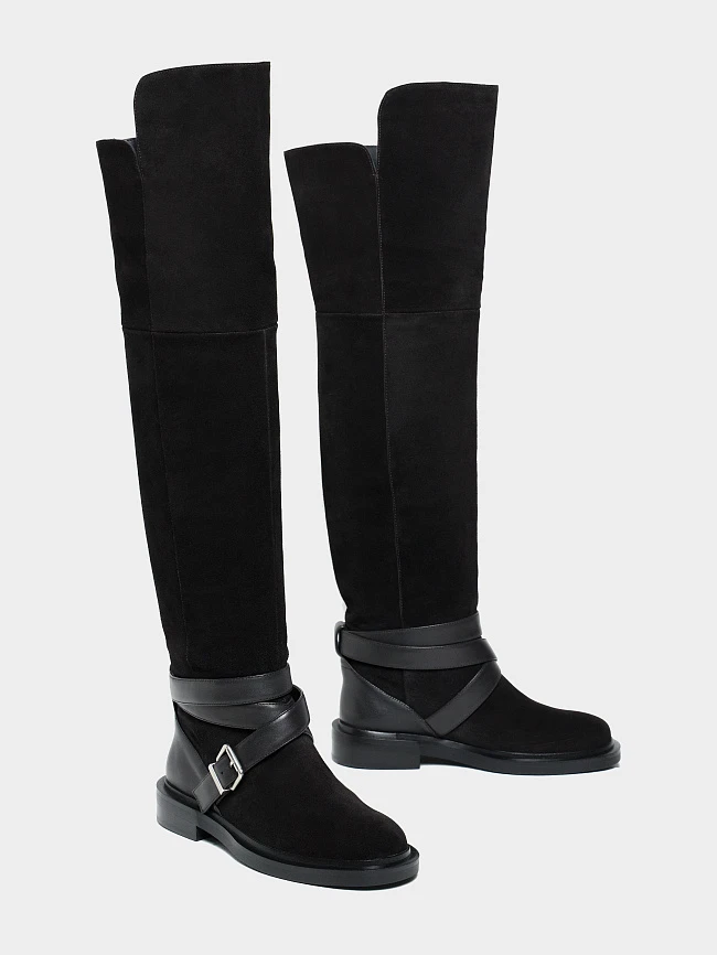 Ботфорты женские демисезонные, цвет коричневый, натуральный спилок/натуральная кожа 1494804 | 3