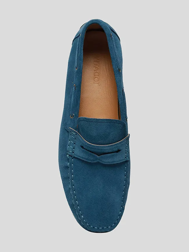 Мокасины мужские демисезонные, цвет синий, натуральный спилок M253236 | 4