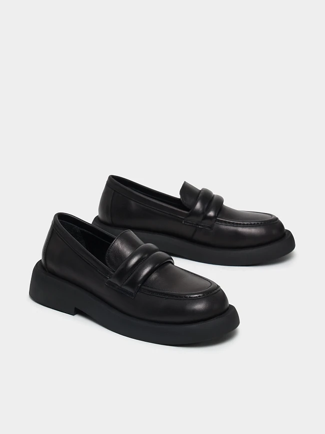 Лоферы женские всесезонные, цвет черный, натуральная кожа 1221263 | 3