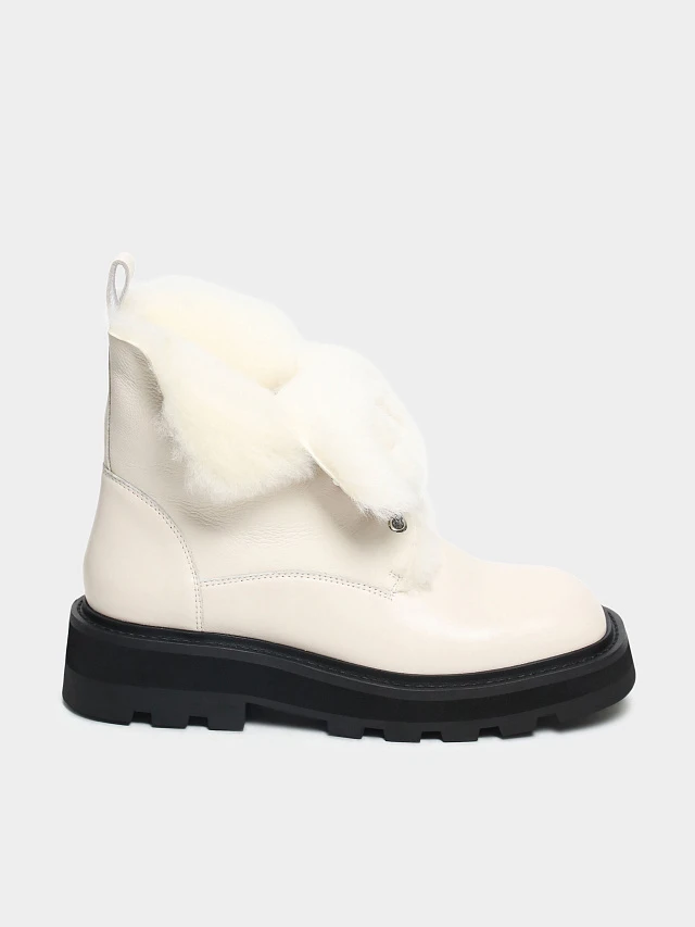 Ботинки женские зимние, цвет молочный, натуральная кожа 1820439M | 1